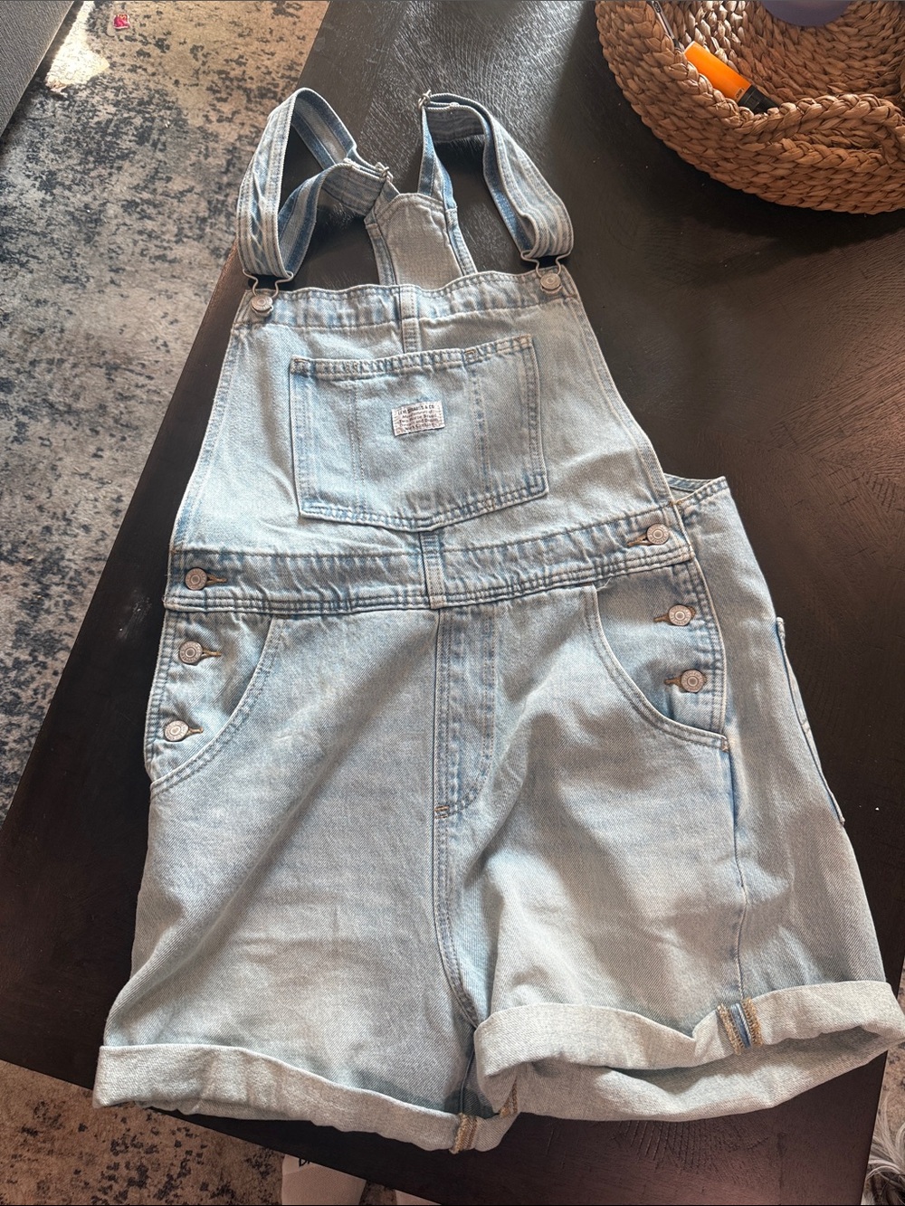 Levi's Light Blue Denim Short Overalls